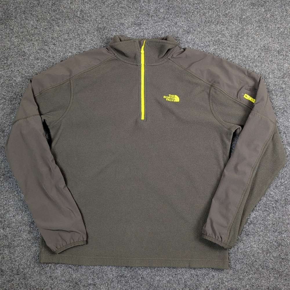 The North Face Polartec 1/4 Zip Fleece Athletic Pullover Olive Green Mens Large